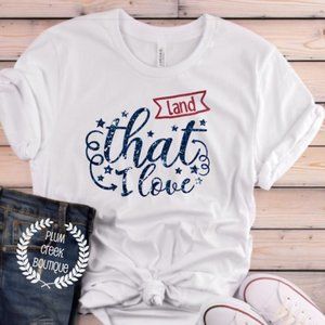 Land That I Love Tshirt 4th of July NEW NWT White